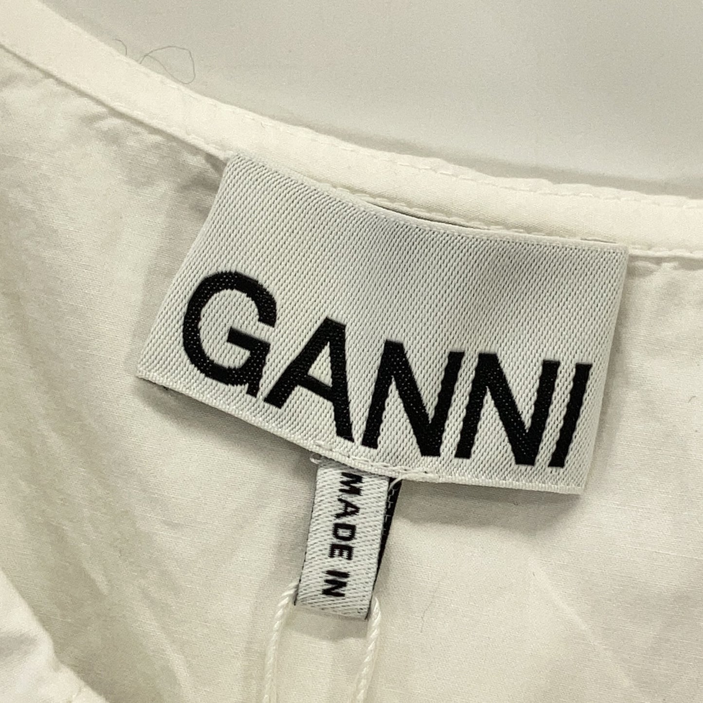 GANNI ガニー BA.D 6027 ホワイト ビックカラー ノースリーブ ブラウス トップス