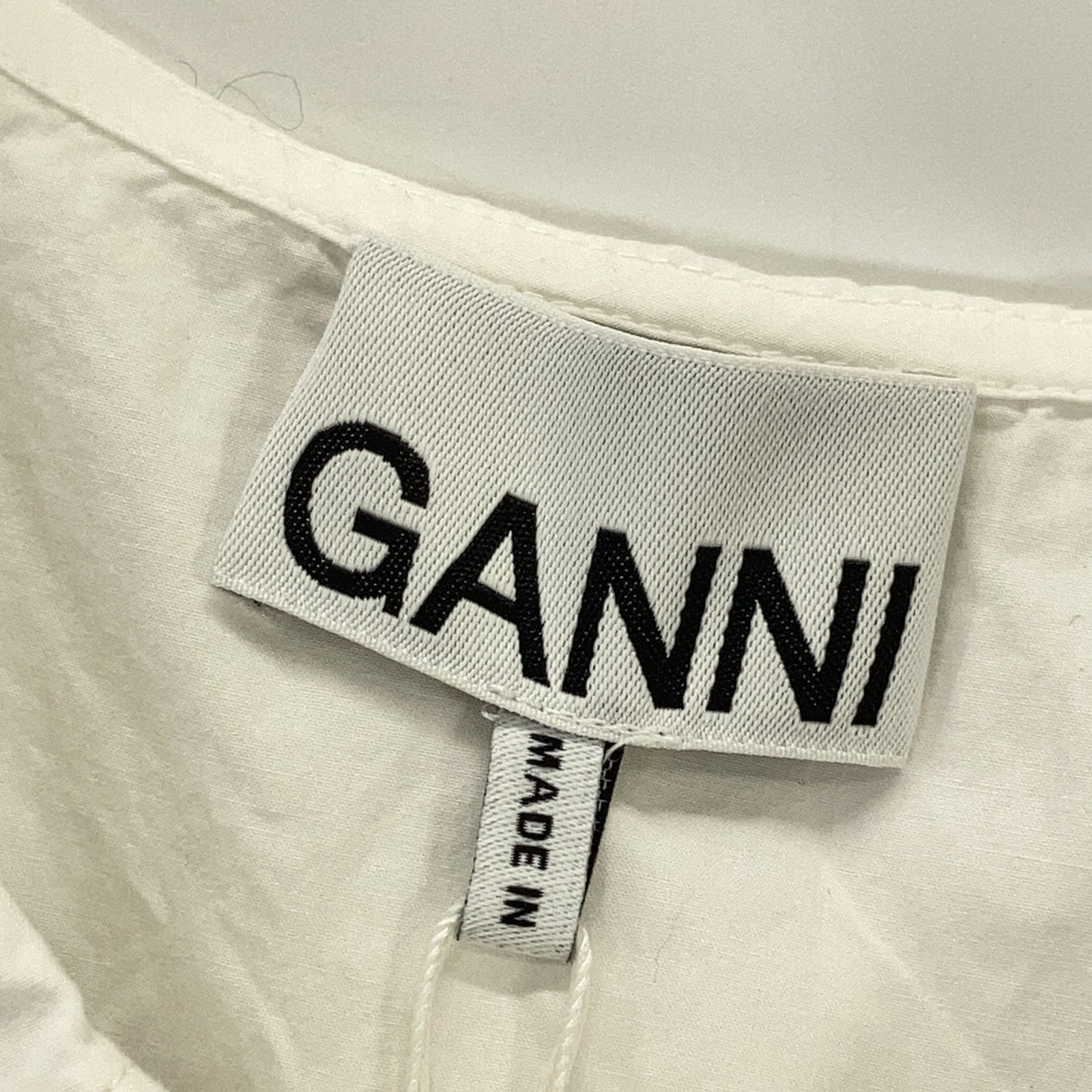 GANNI ガニー BA.D 6027 ホワイト ビックカラー ノースリーブ ブラウス トップス