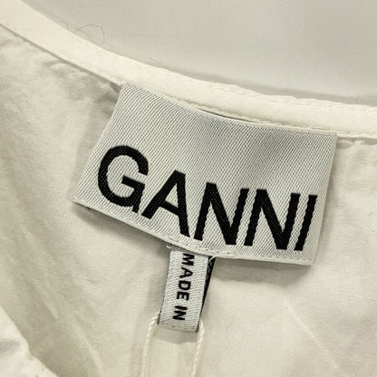 GANNI ガニー BA.D 6027 ホワイト ビックカラー ノースリーブ ブラウス トップス