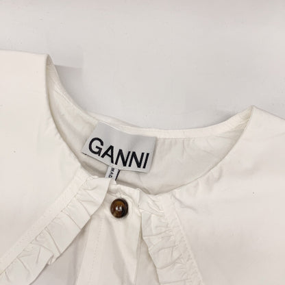 GANNI ガニー BA.D 6027 ホワイト ビックカラー ノースリーブ ブラウス トップス