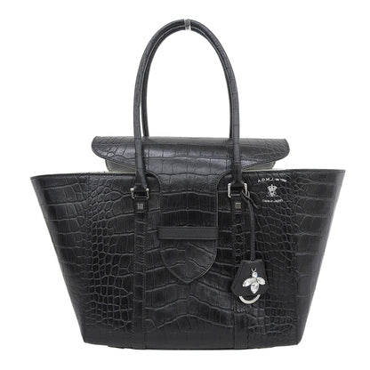 A.D.M.J. Accessoires De Mademoiselle ADMJ 新品同様 CROCOEMBOSSING BEE MOTIF BELT ACCENT TOTEBAG 25cm トートバッグ レディース ブラック トートバッグ