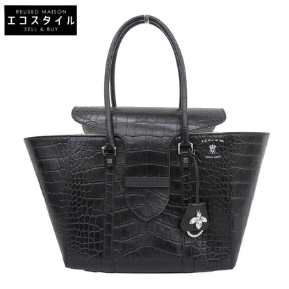 A.D.M.J. Accessoires De Mademoiselle ADMJ 新品同様 CROCOEMBOSSING BEE MOTIF BELT ACCENT TOTEBAG 25cm トートバッグ レディース ブラック トートバッグ