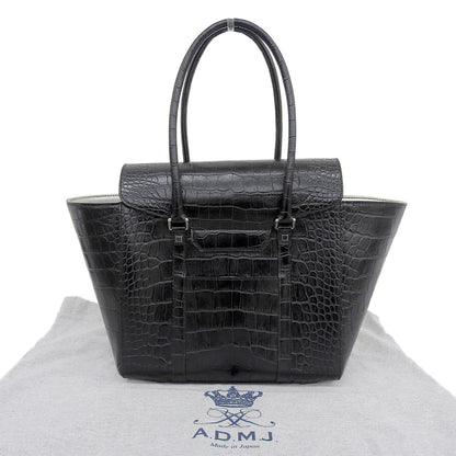 A.D.M.J. Accessoires De Mademoiselle ADMJ 新品同様 CROCOEMBOSSING BEE MOTIF BELT ACCENT TOTEBAG 25cm トートバッグ レディース ブラック トートバッグ