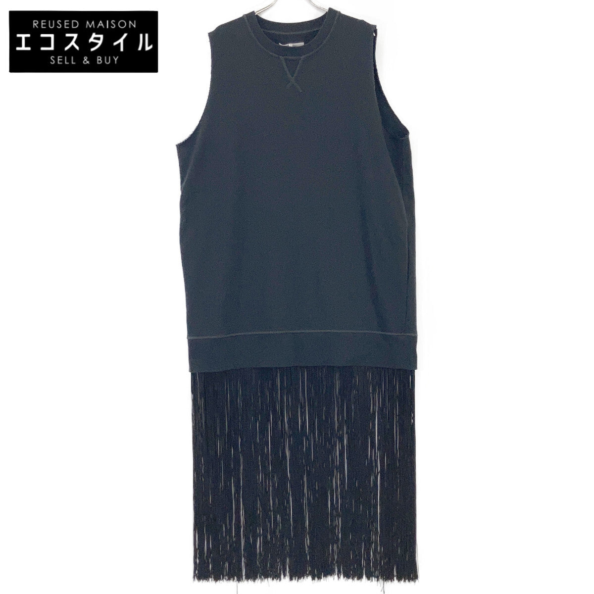 MM6 エムエムシックス ブラック 18SS S52CT0349 ノースリーブフリンジワンピース ワンピース