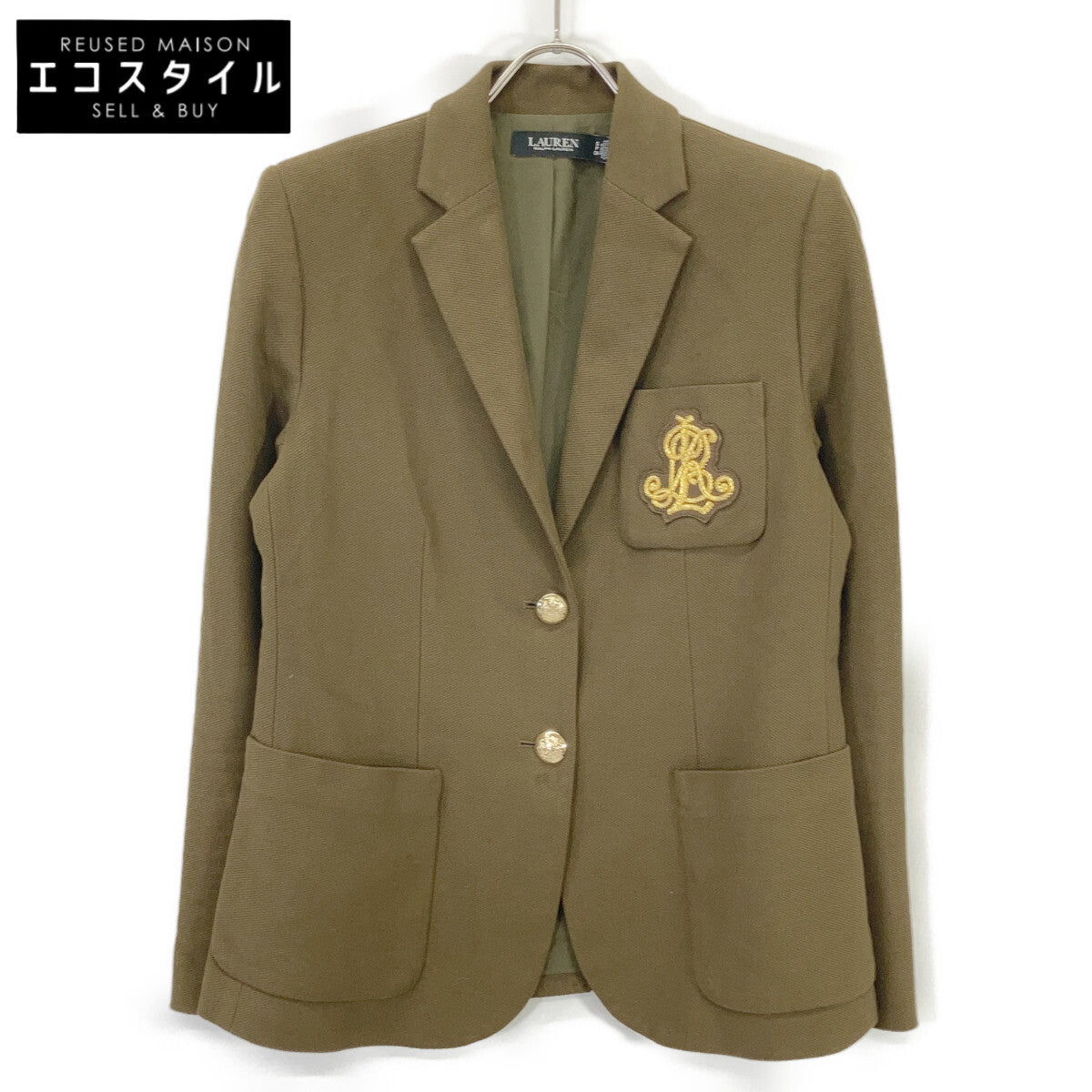 LAUREN RALPH LAUREN ローレン ラルフローレン カーキ ブリオン ジャカード ブレザー ジャケット