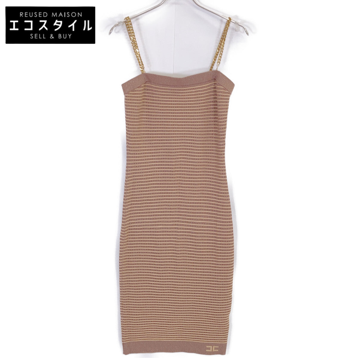 ELISABETTA FRANCHI エリザベッタフランキ AM91S22E2 ブラウン ニットシースドレス ワンピース