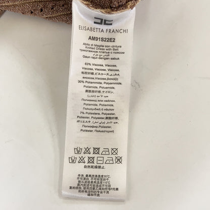 【SALE】 ELISABETTA FRANCHI エリザベッタフランキ AM91S22E2 ブラウン ニットシースドレス ワンピース