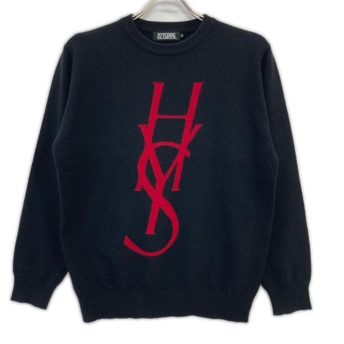 HYSTERIC GLAMOUR ヒステリックグラマー 02183NS15 ブラック HYS LOGO編込 プルオーバー トップス