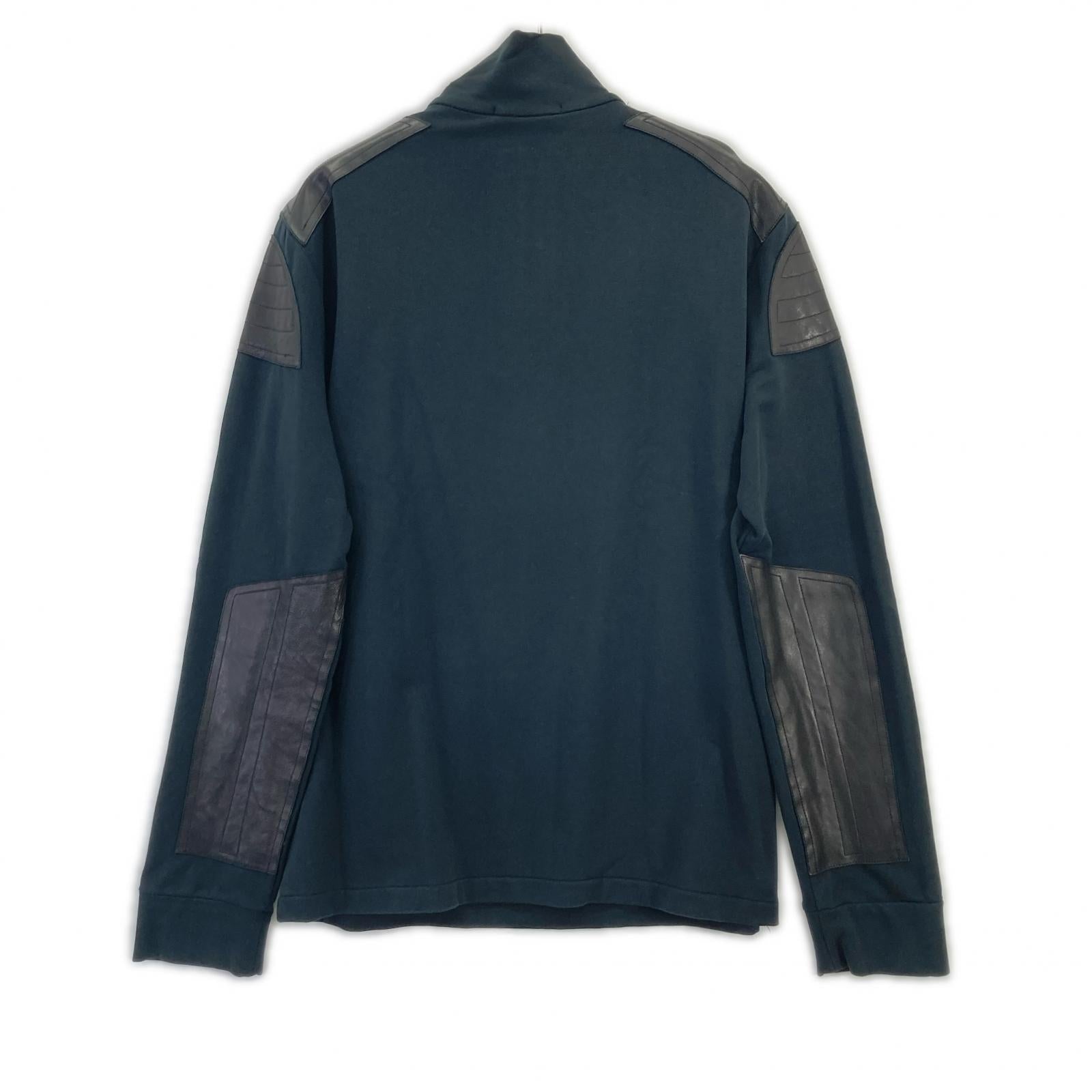 Ralph Lauren Black Label ラルフローレンブラックレーベル ブラック ラムレザー パッチ ハーフZIP トレーナー トップス