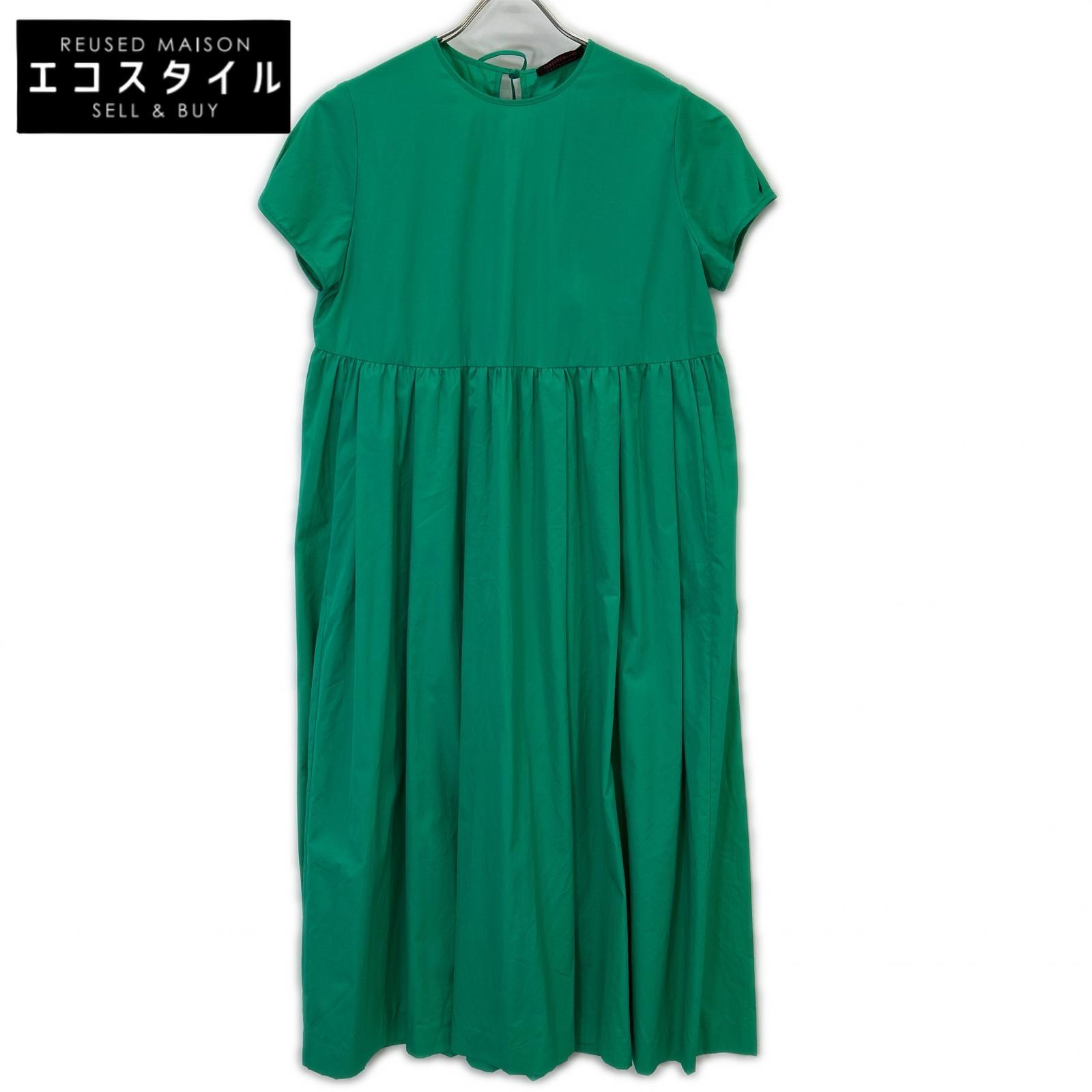 TOMORROWLAND TOMORROWLAND [Collection] 24S Green Doppio Typewriter Back Ribbon Dress
