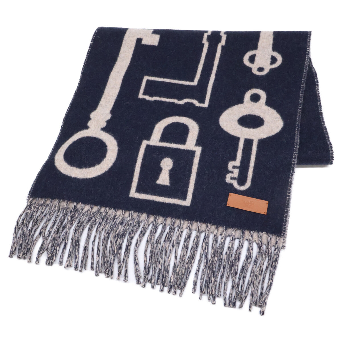 HERMES エルメス 【美品】24AW H259142S カザック キー コレクション カシミヤ マフラー