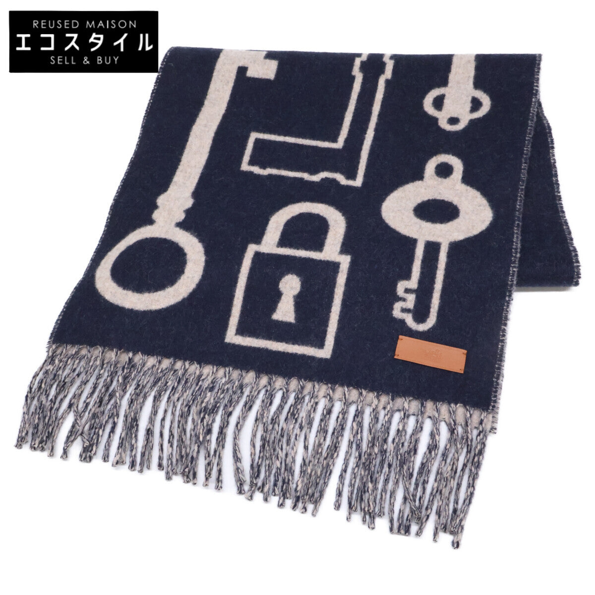HERMES エルメス 【美品】24AW H259142S カザック キー コレクション カシミヤ マフラー