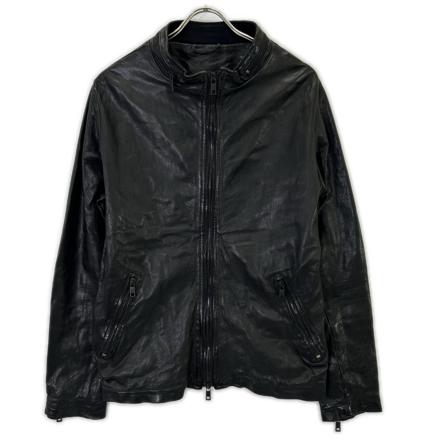 GIORGIOBRATO ジョルジオブラット GU18S8681B ﾌﾞﾗｯｸ ｼｰﾌﾟｽｷﾝ ﾗﾑﾚｻﾞｰ ﾌﾞﾙｿﾞﾝｼﾞｬｹｯﾄ ジャケット 48