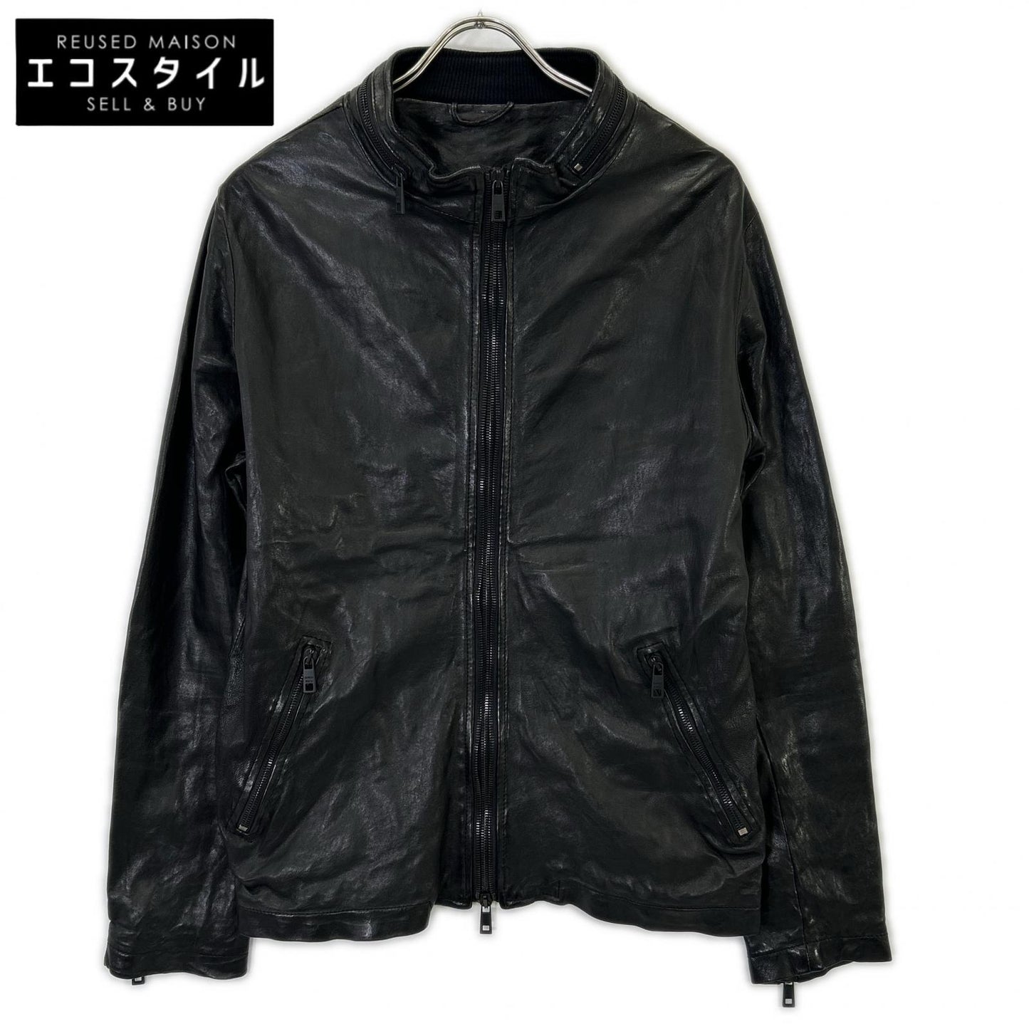GIORGIOBRATO ジョルジオブラット GU18S8681B ﾌﾞﾗｯｸ ｼｰﾌﾟｽｷﾝ ﾗﾑﾚｻﾞｰ ﾌﾞﾙｿﾞﾝｼﾞｬｹｯﾄ ジャケット 48