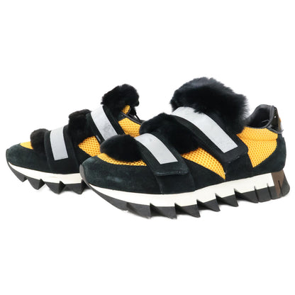 DOLCE&GABBANA ドルチェアンドガッバーナ ブラック×オレンジ カプリ ラビットファー スニーカー シューズ