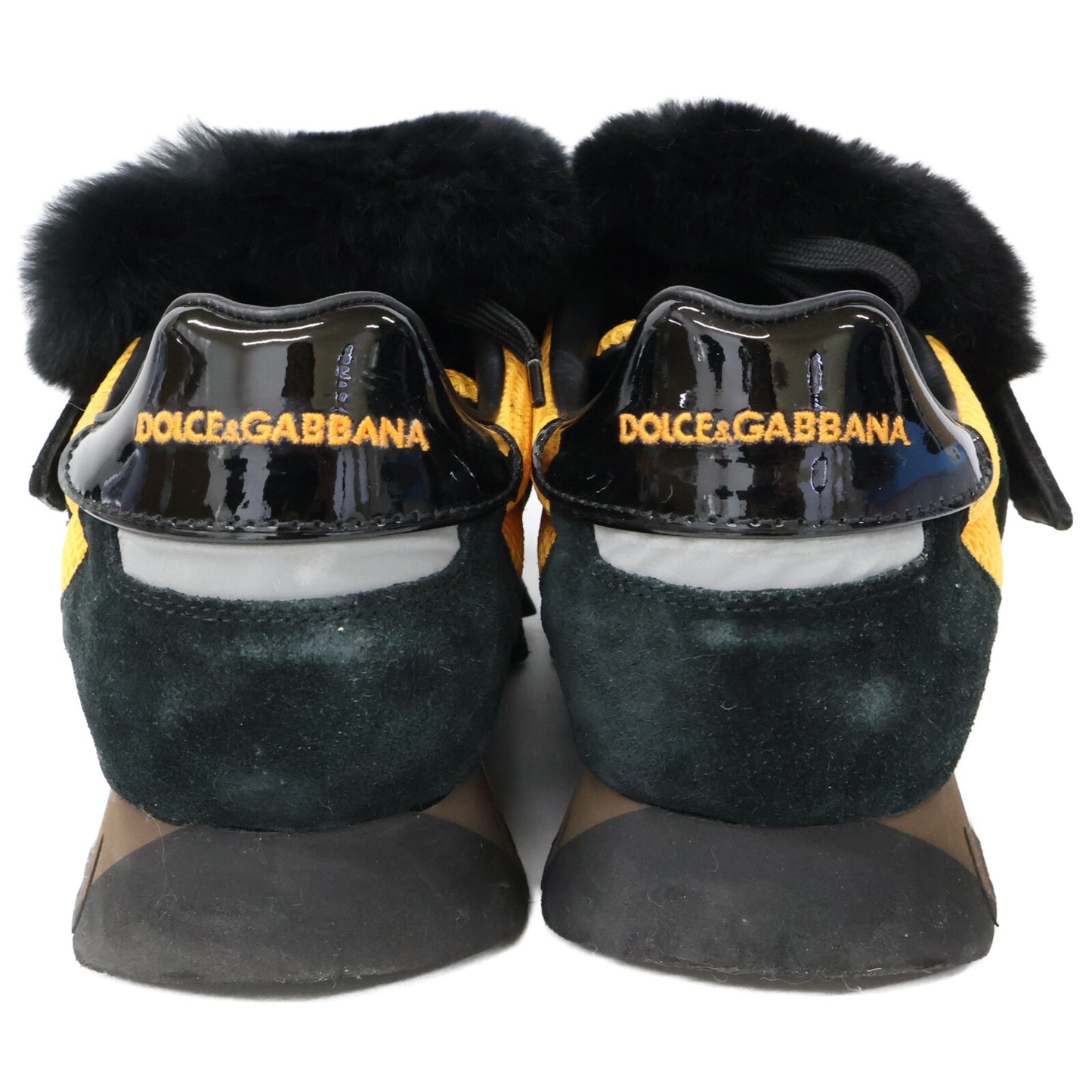 DOLCE&GABBANA ドルチェアンドガッバーナ ブラック×オレンジ カプリ ラビットファー スニーカー シューズ