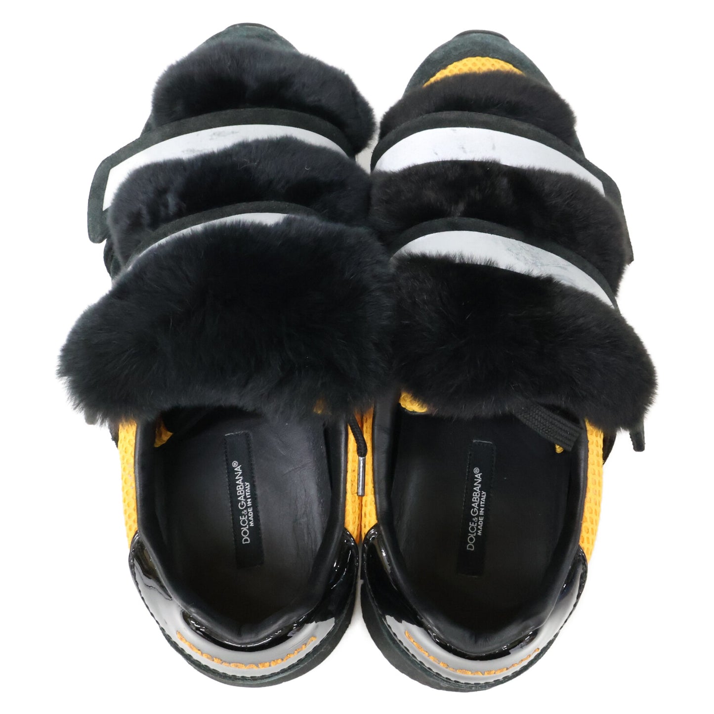 DOLCE&GABBANA ドルチェアンドガッバーナ ブラック×オレンジ カプリ ラビットファー スニーカー シューズ