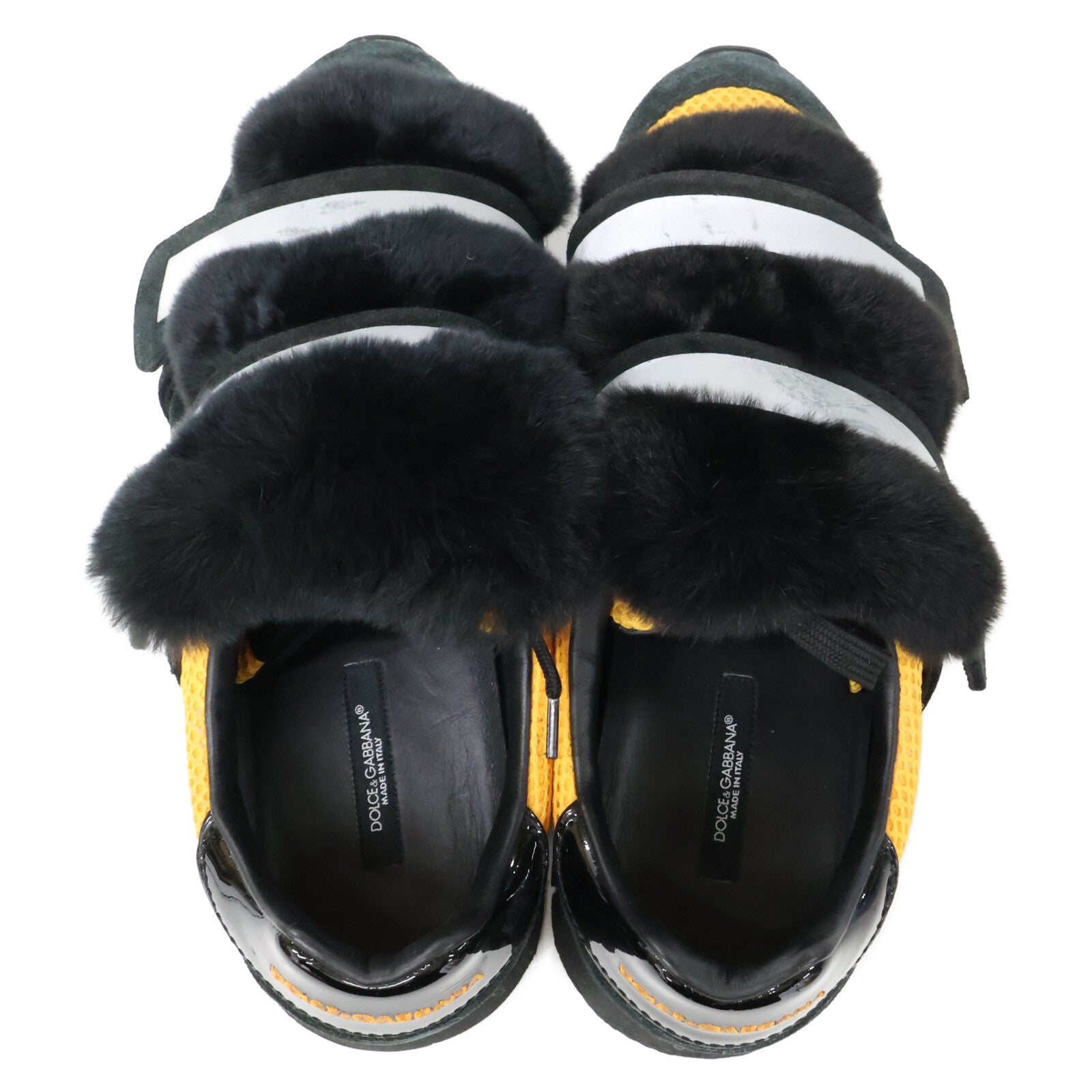 DOLCE&GABBANA ドルチェアンドガッバーナ ブラック×オレンジ カプリ ラビットファー スニーカー シューズ