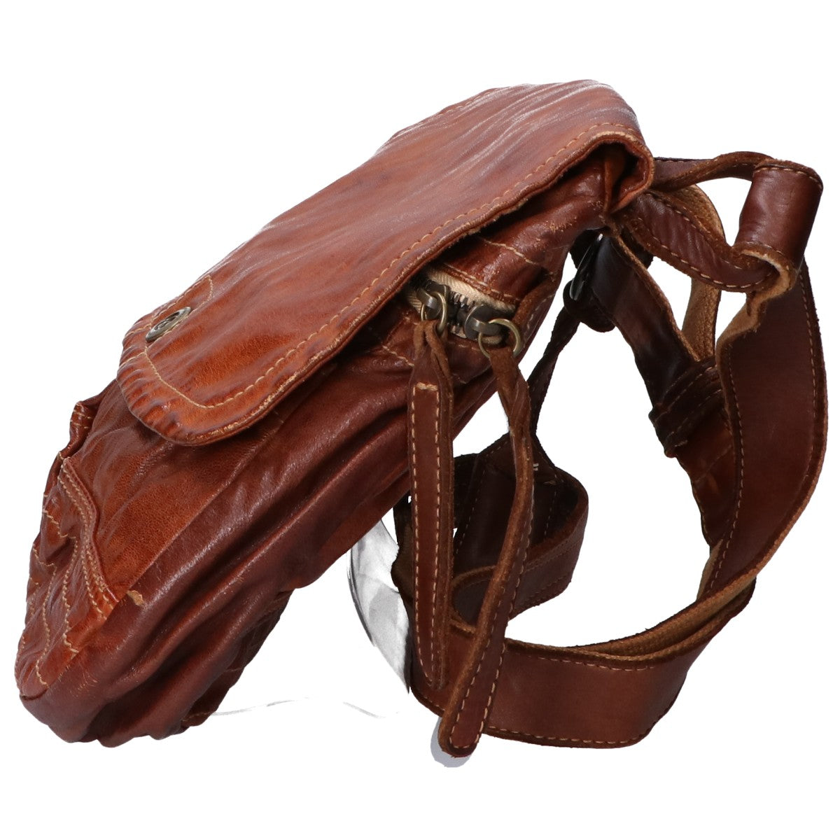genten GENTEN Leather Flap Shoulder Bag