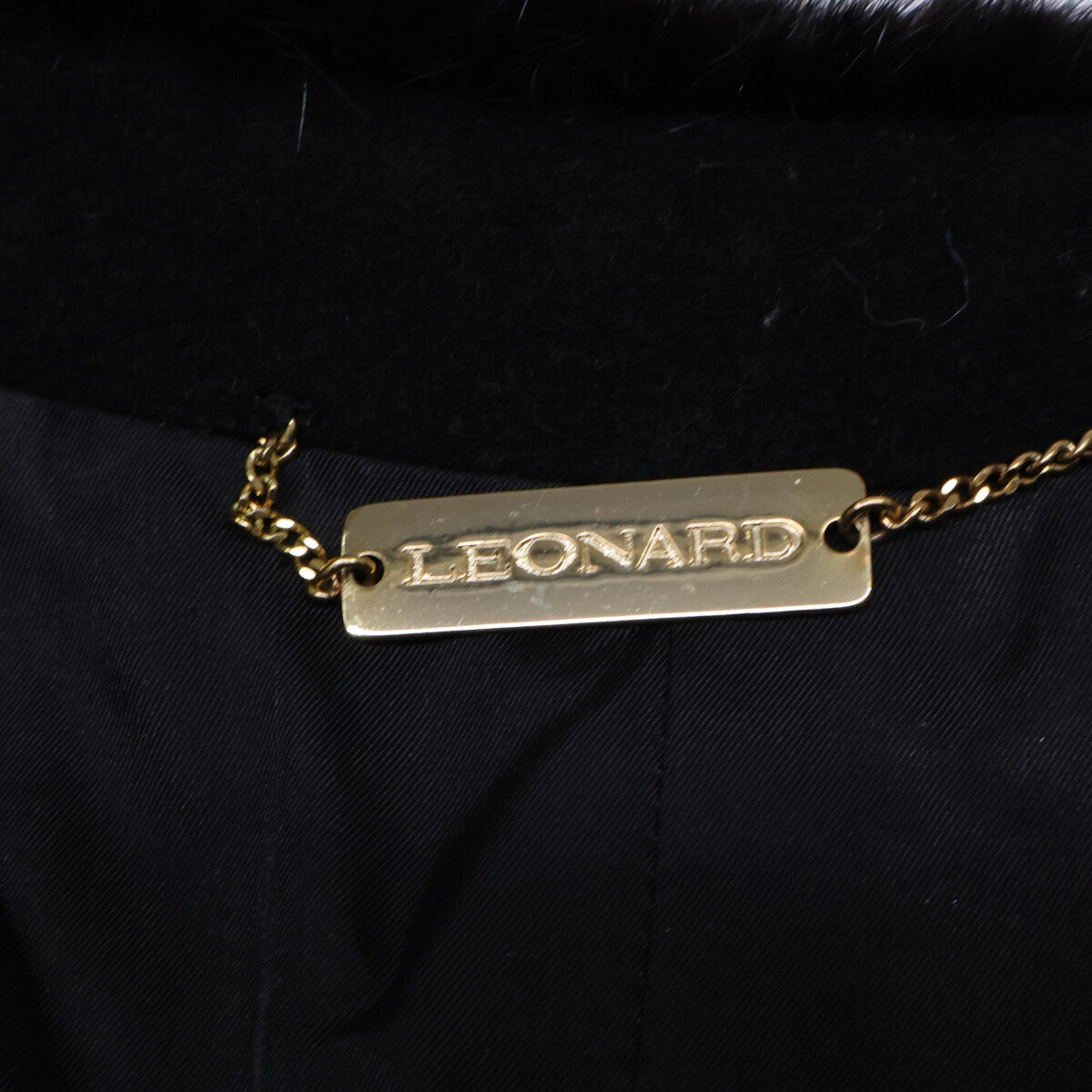 LEONARD 利奥纳德 0341954 貂皮边饰羊绒立领夹克 夹克