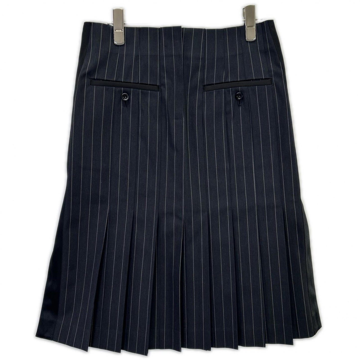 sacai サカイ 23-06535 ブラック プリーツ ストライプスカート スカート