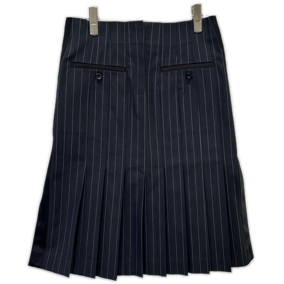 sacai サカイ 23-06535 ブラック プリーツ ストライプスカート スカート