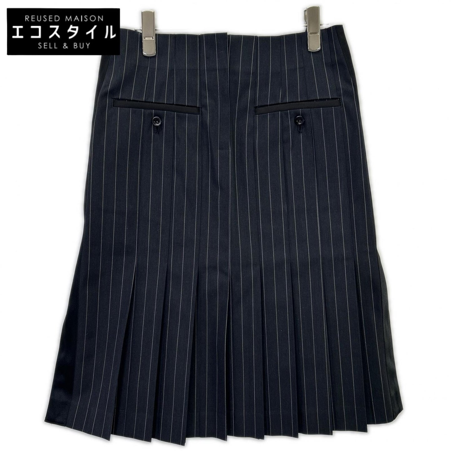 sacai サカイ 23-06535 ブラック プリーツ ストライプスカート スカート