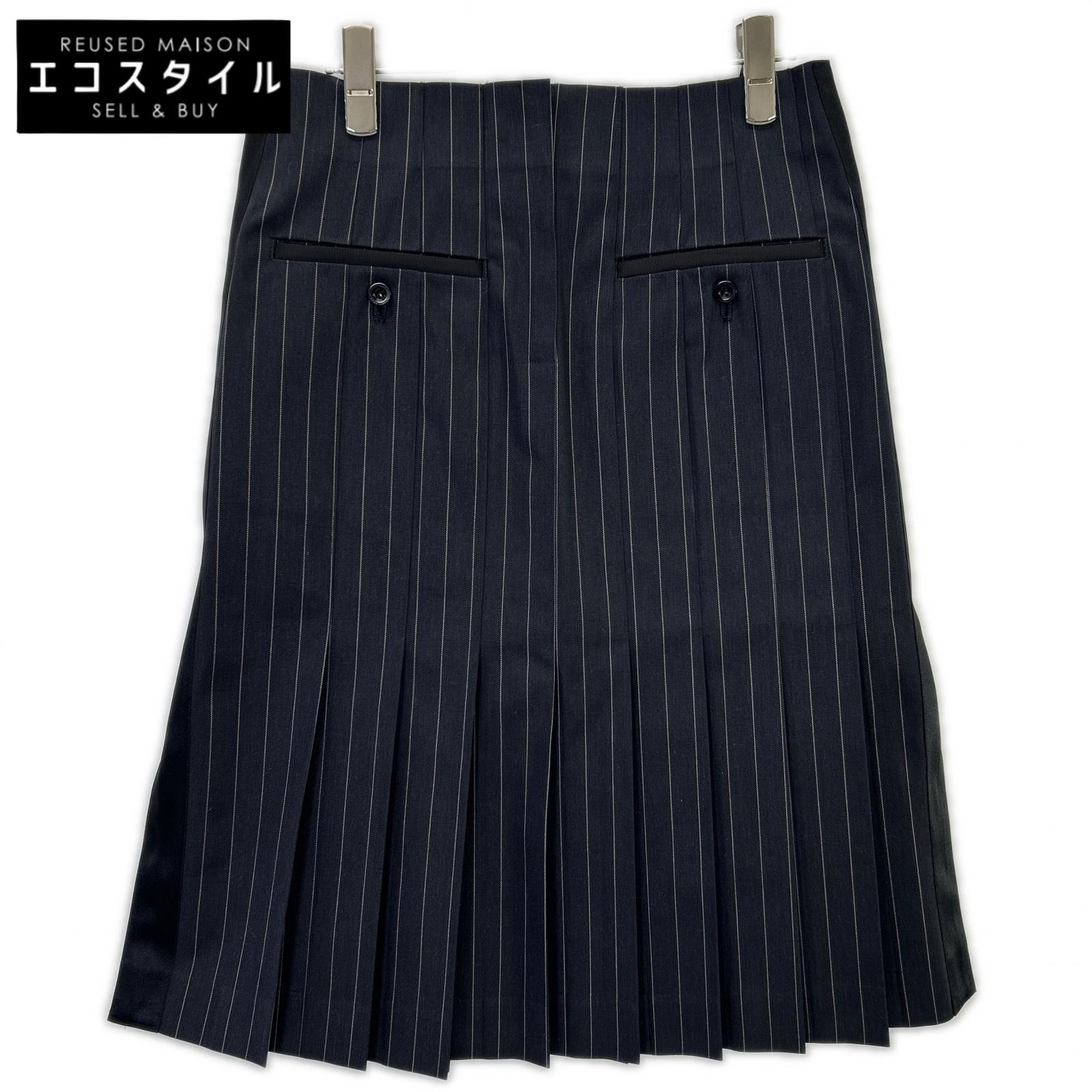 sacai サカイ 23-06535 ブラック プリーツ ストライプスカート スカート