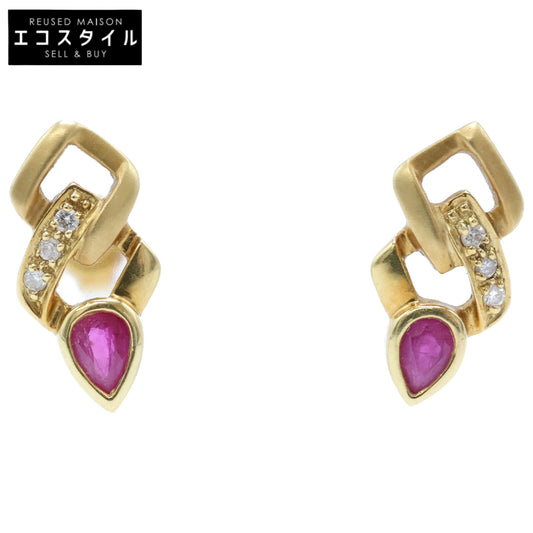 JEWELRY MAKI 珠宝Maki K18 R0.27 D0.04 红宝石和钻石耳钉一对