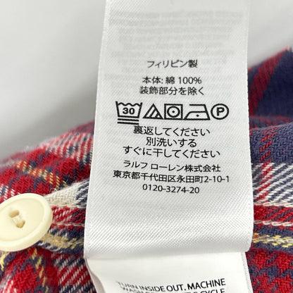 海军色×红色 经典版型 格纹斜纹布 工装衬衫 上衣 M 男士