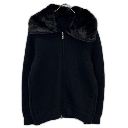 Black 100% Cashmere Back Skull Mink Fur Knit Jacket Jacket Men's