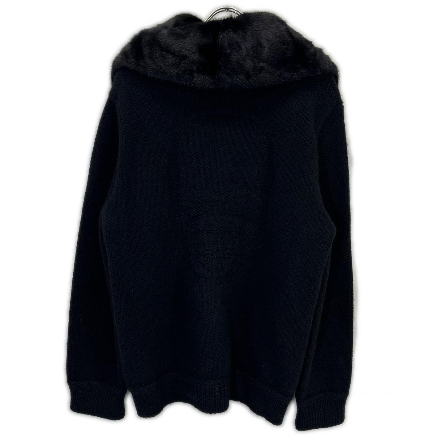 Black 100% Cashmere Back Skull Mink Fur Knit Jacket Jacket Men's