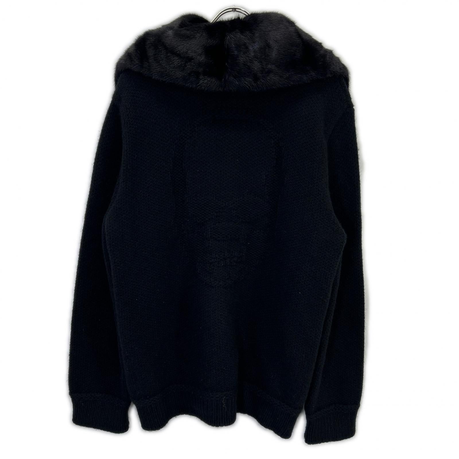 Black 100% Cashmere Back Skull Mink Fur Knit Jacket Jacket Men's