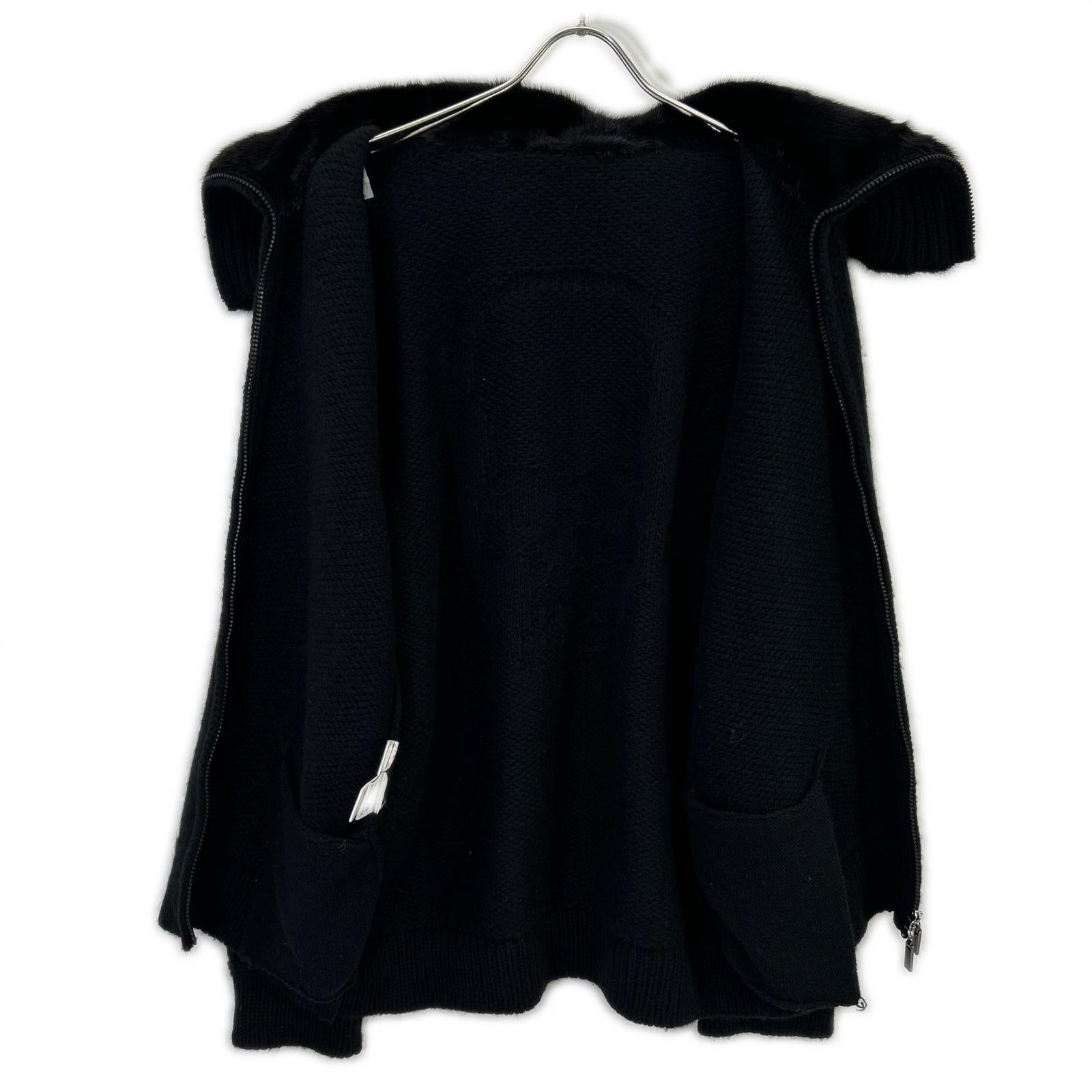 Black 100% Cashmere Back Skull Mink Fur Knit Jacket Jacket Men's