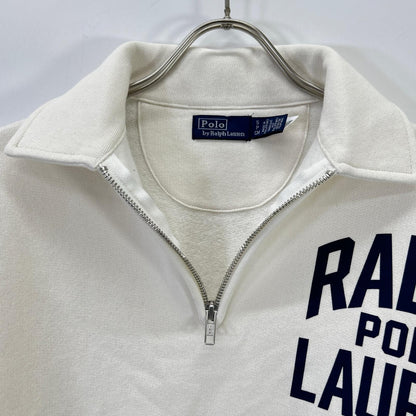 POLO RALPH LAUREN White Logo Fleece Quarter-Zip Top
