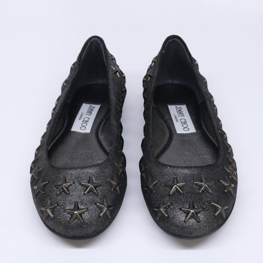 JIMMY CHOO ジミーチュウ 【新品同様】スタースタッズ フラットシューズ シューズ