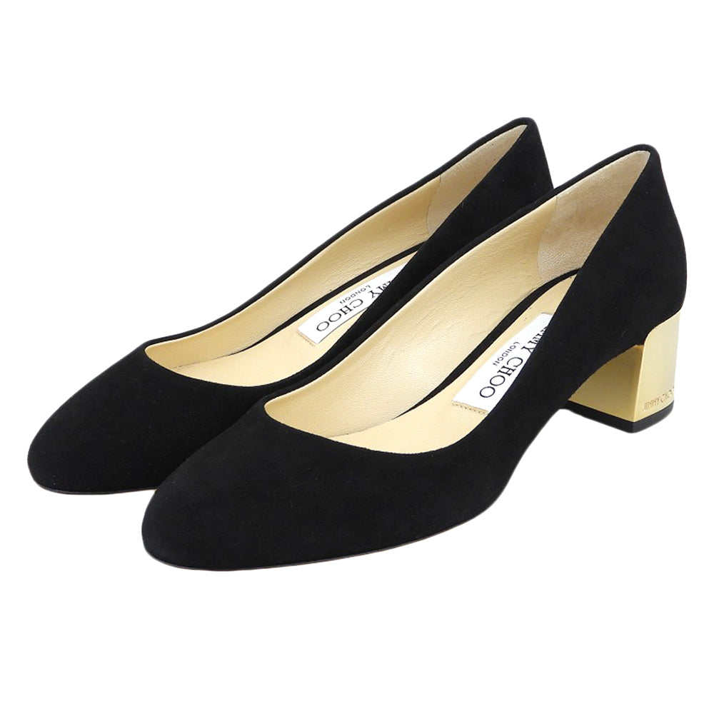JIMMY CHOO ジミーチュウ 新品同様 チャンキーヒール スエード パンプス シューズ レディース 黒 ブラック 36 シューズ 36
