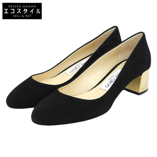 JIMMY CHOO ジミーチュウ 新品同様 チャンキーヒール スエード パンプス シューズ レディース 黒 ブラック 36 シューズ