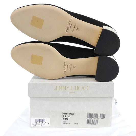 JIMMY CHOO ジミーチュウ 新品同様 チャンキーヒール スエード パンプス シューズ レディース 黒 ブラック 36 シューズ