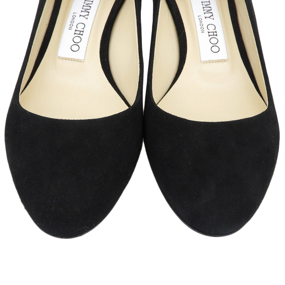 JIMMY CHOO ジミーチュウ 新品同様 チャンキーヒール スエード パンプス シューズ レディース 黒 ブラック 36 シューズ 36