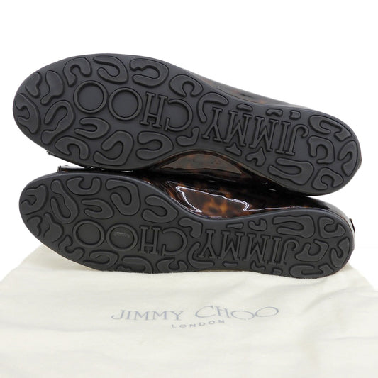 JIMMY CHOO ジミーチュウ 新品同様 Morse パテント フラット パンプス シューズ レディース ブラウン 37 シューズ