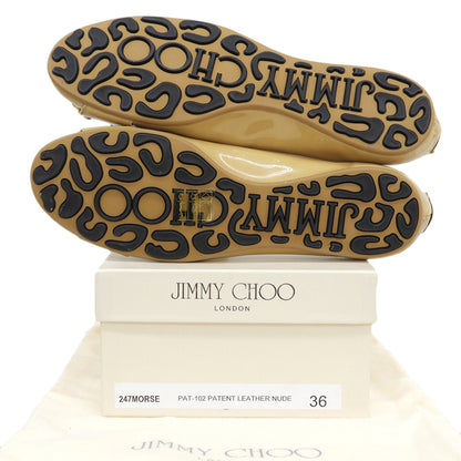 JIMMY CHOO ジミーチュウ 美品 Morse パテント フラットパンプス シューズ レディース ベージュ 36 シューズ 36