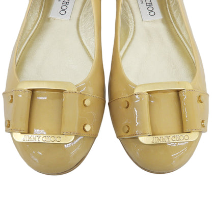 JIMMY CHOO ジミーチュウ 美品 Morse パテント フラットパンプス シューズ レディース ベージュ 36 シューズ 36