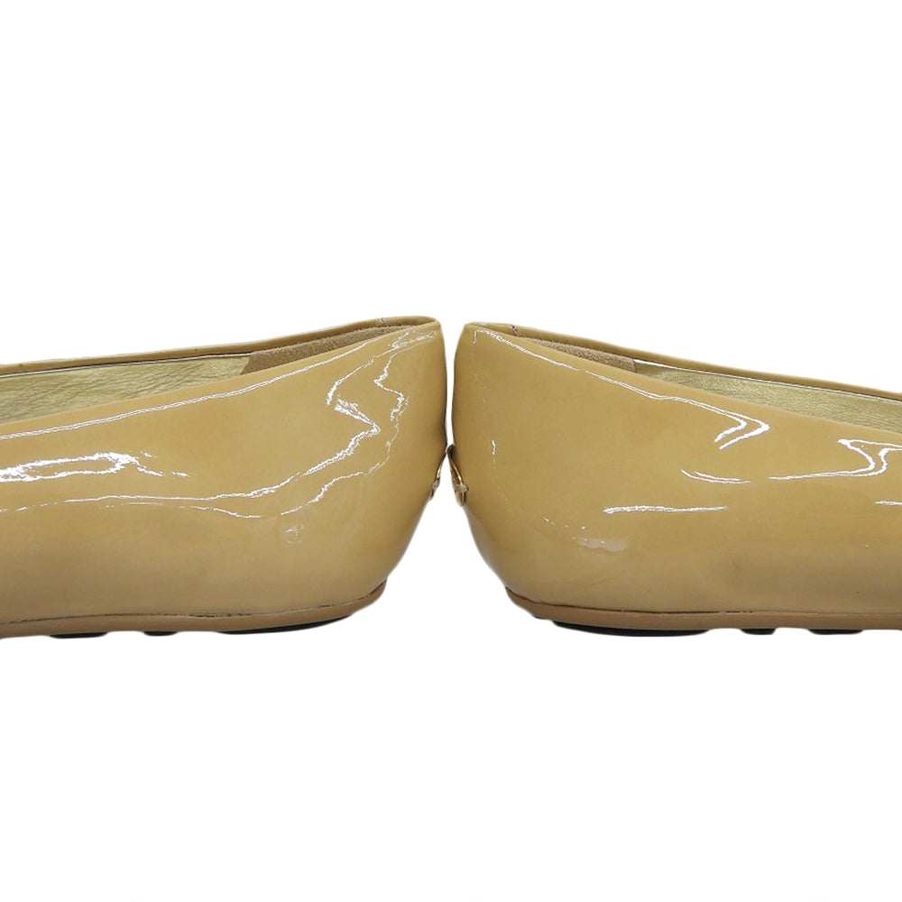 JIMMY CHOO ジミーチュウ 美品 Morse パテント フラットパンプス シューズ レディース ベージュ 36 シューズ 36