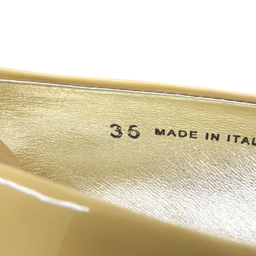 JIMMY CHOO ジミーチュウ 美品 Morse パテント フラットパンプス シューズ レディース ベージュ 36 シューズ 36