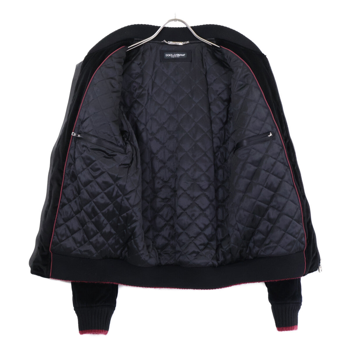 DOLCE&GABBANA ドルチェアンドガッバーナ 【美品/国内正規】G9LN0T FUVG7 ベロア キルティング 中綿入り ブルゾン ジャケット