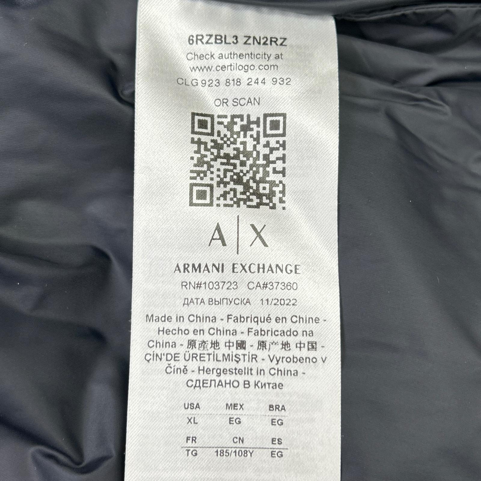 ARMANI EXCHANGE アルマーニエクスチェンジ ホワイト 6RZBL3 ZN2RZ Nero Regular Fit ダウンジャケット ジャケット