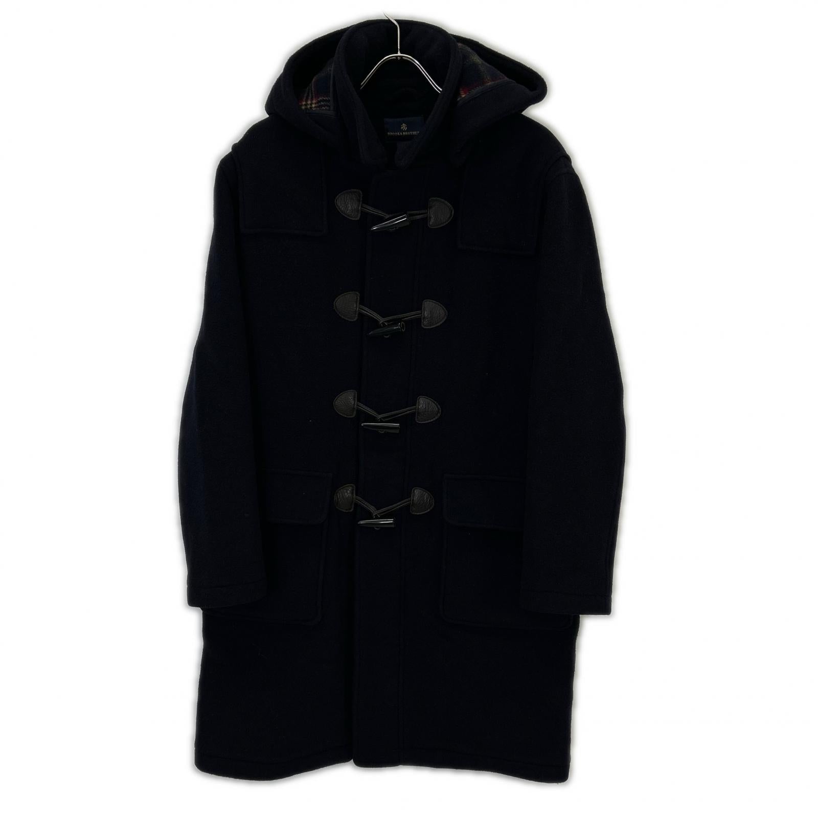 Brooks Brothers 100081190 Navy Wool Lined Check Duffle Coat S