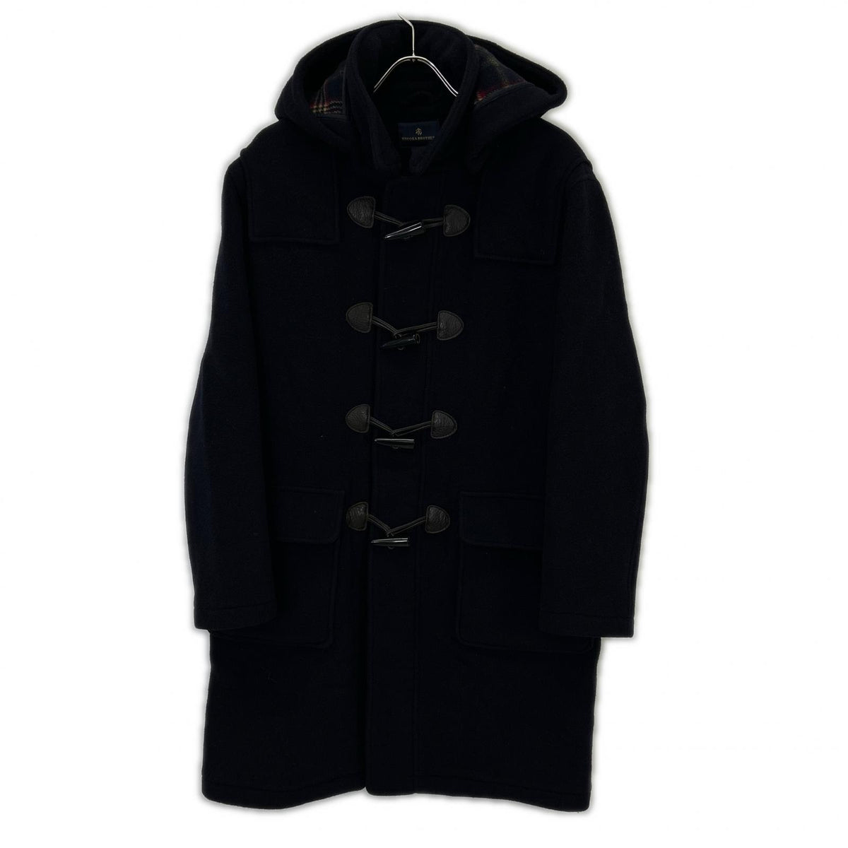 BrooksBrothers Brooks Brothers 100081190 Navy Wool Check-Lined Duffel Coat
