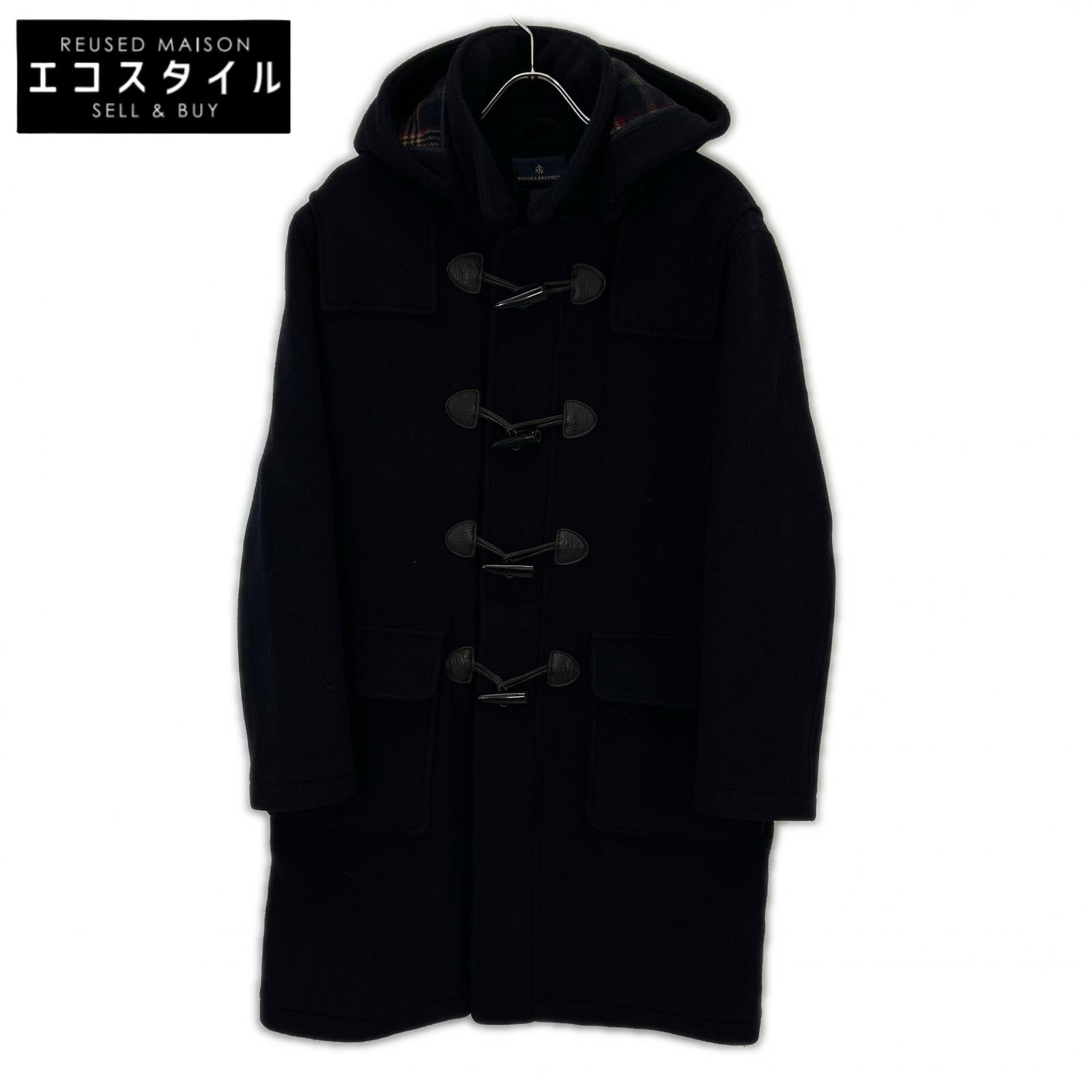 Brooks Brothers 100081190 Navy Wool Lined Check Duffle Coat S
